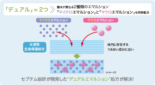 セプテム総研が開発した“デュアルエマルション”処方が解決！