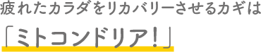 疲れたカラダをリカバリーさせるカギは「ミトコンドリア！」