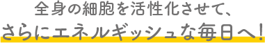 全身の細胞を活性化させて、さらにエネルギッシュな毎日へ！