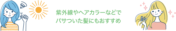 紫外線やヘアカラーなどでパサついた髪にもおすすめ