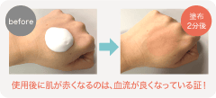 使用後に肌が赤くなるのは、血流が良くなっている証！